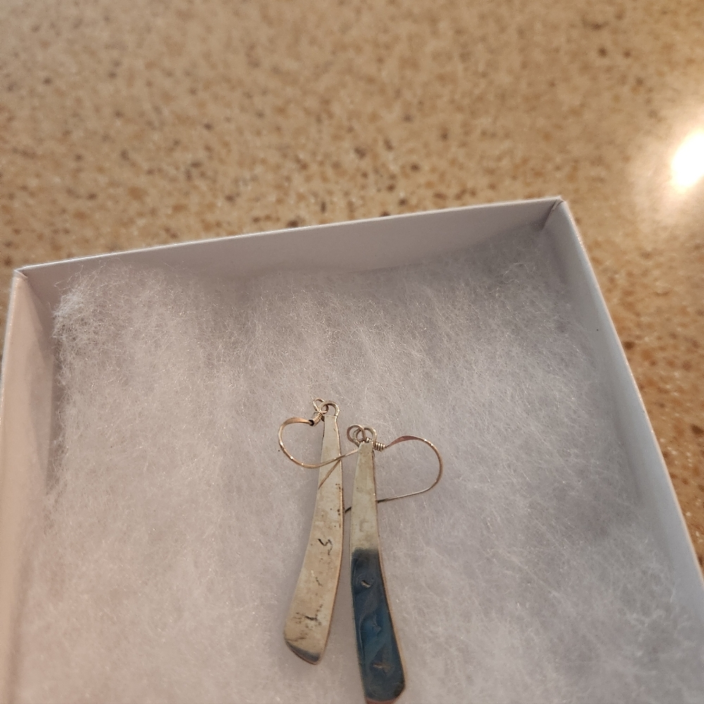 Malachite Inlay Sterling Silver Earrings Handcrafted - Picture 5 of 5